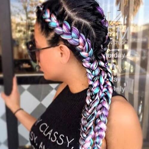 Pastel Rainbow Ghana Braids