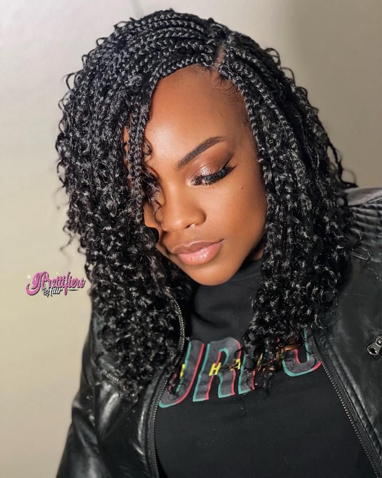 Side Parted Crochet Bob with Curls