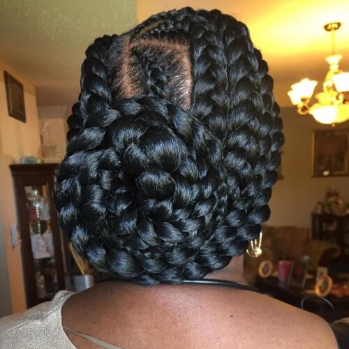 Twisted Ghana Braid Bun