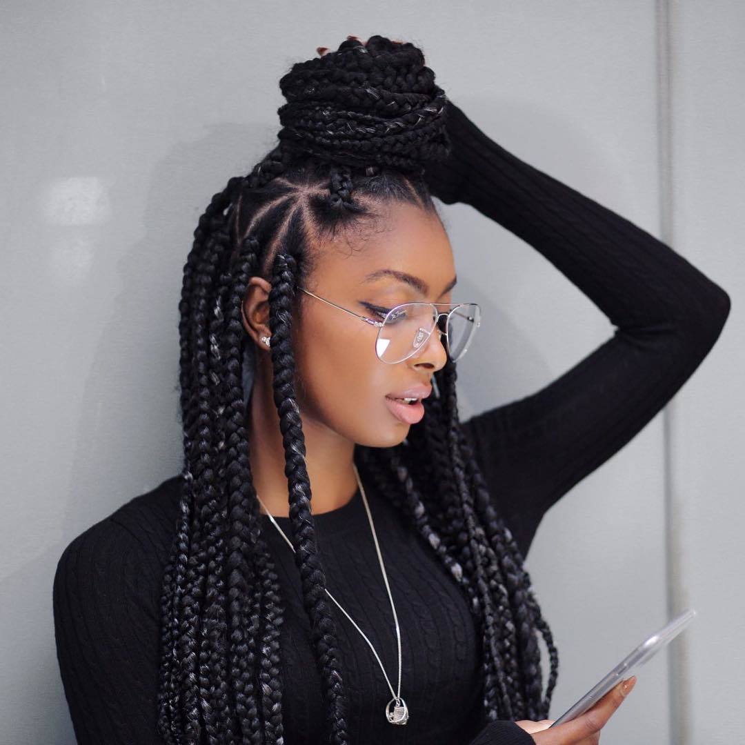 black braided hairstyles triangle box braids beautycreationsinsta