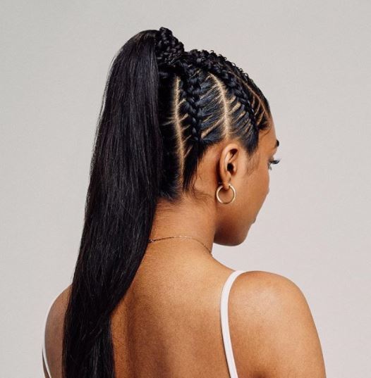 cornrow braid high ponytail ig the braid bar