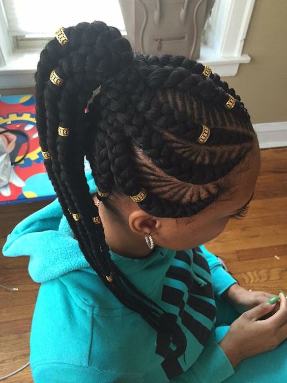 fishbone braids with weave high ponytail.jpg 564×752