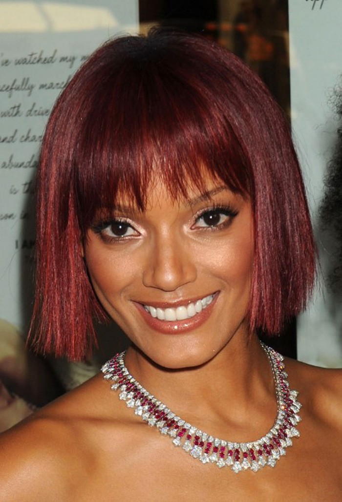 short Bob Hairstyle with Edgy Bangs for black women 1