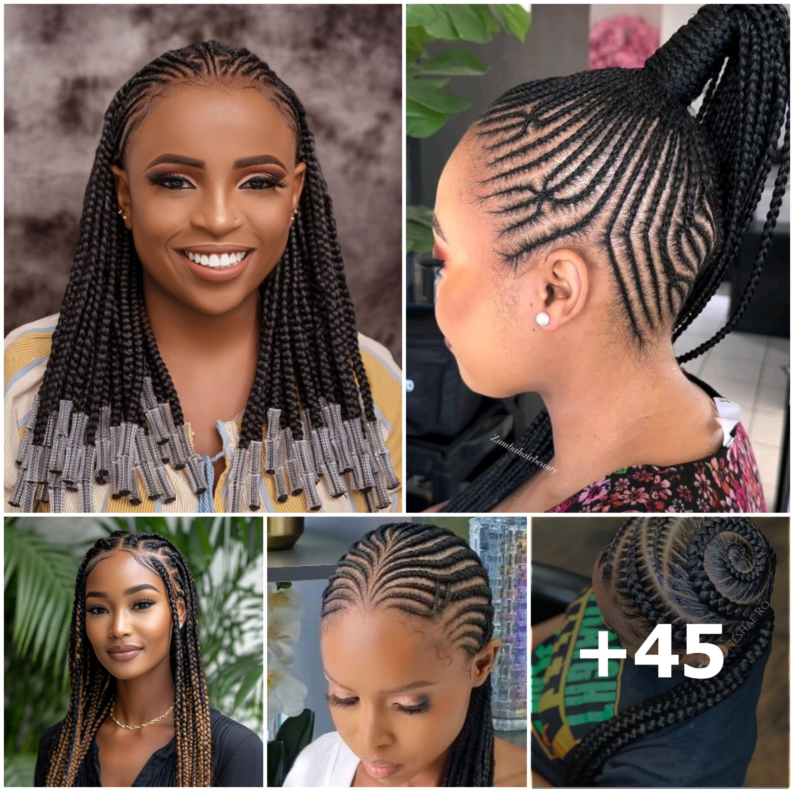 45 PHOTOS: Cornrow braid designs & Knotless braids styles ‎