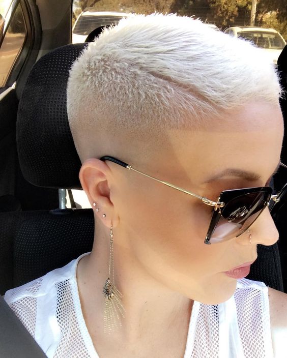 Katie on nstagram A bald fade. Everyones doing it. vintagebarbershoppe thank you Heather.