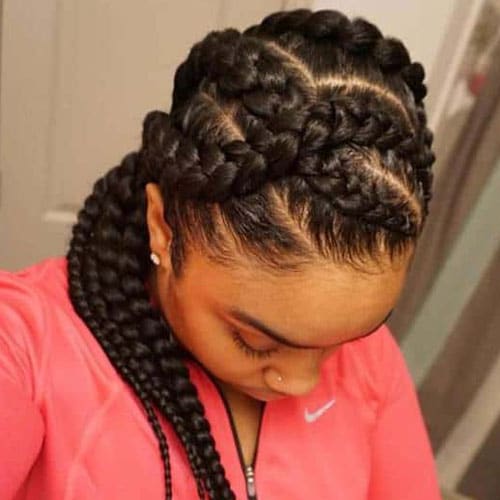 Criss cross goddess braids