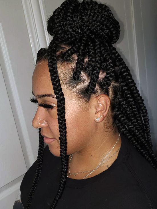 Half Bun with Box Braids