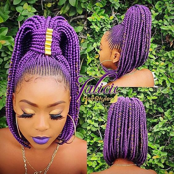 ProtectiveStyles on nstagram Purple Bobbed Ponytail jalicia hairstyles Model shvggie prot