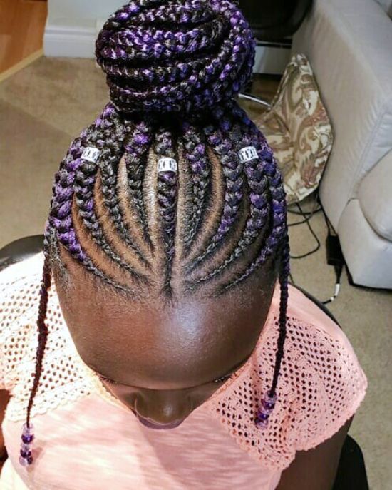 Purple Braids and Bun