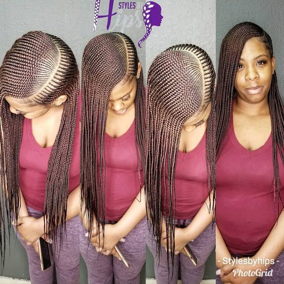 The Purple Head Stylist on nstagram Swipe leftsidepartthreelayerfeedinwrapbraids without plaits edges laid with misfitcollections meliturnt nubianbraids sidebraids