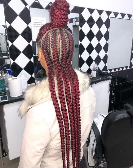 red cornrow braids ig hausofbraids