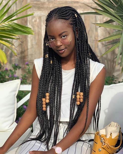 Long Fulani Braids with Beautiful Beads