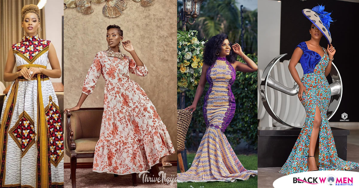 Ankara Long Gown Designs For Ladies, 60 Unique Ankara Dresses 2021