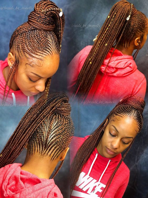 Braided ponytail tribal style braids Lemonade Braids