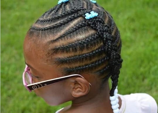 Horizontal Braids With Braided Ponytails