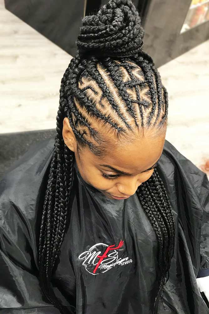 cornrow braids ideas half up long bun