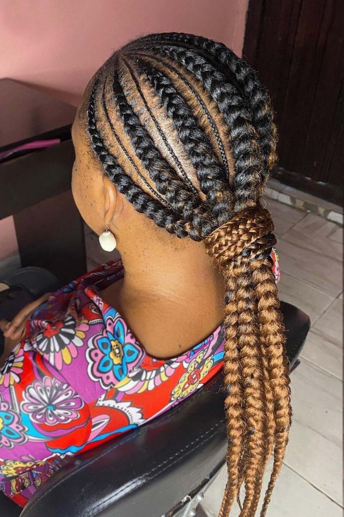 cornrow braids ideas ponytail brown ombre 683x1024 1