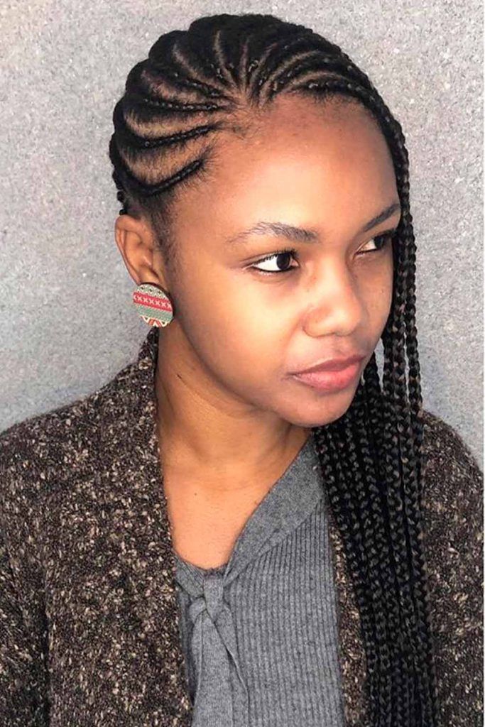 cornrow braids ideas side swept brunette 683x1024 1