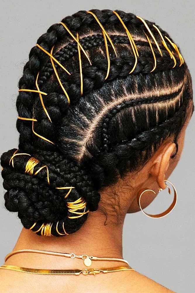 cornrow braids ideas tied low bun