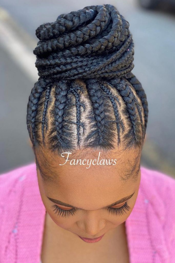 cornrow braids ideas tight top knot 683x1024 1