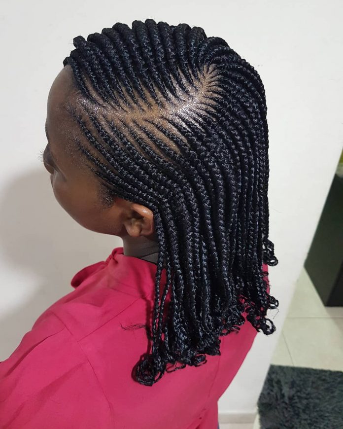 Side braids latest ghana weaving hairstyles in Nigeria 696x870 1