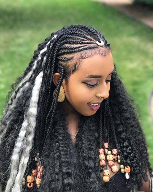 Trendy Black and Grey Braided Style
