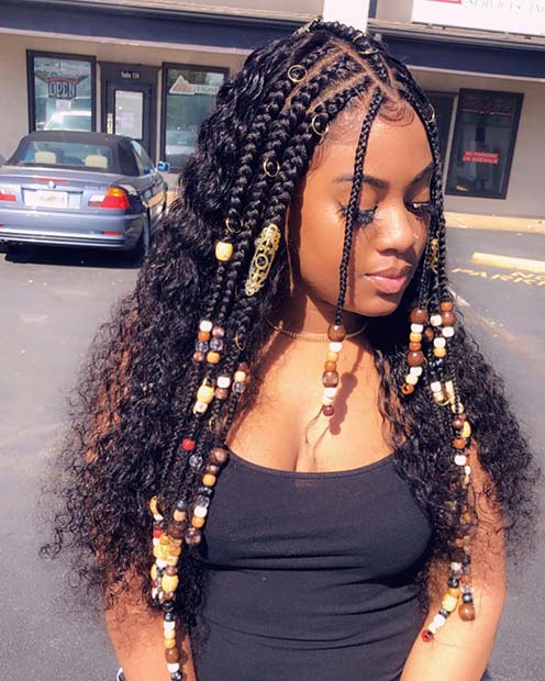 Tribal Braids and Loose Hair