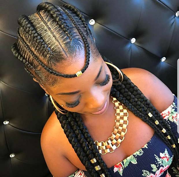 Tribal Braids with a Trendy Forehead Braid