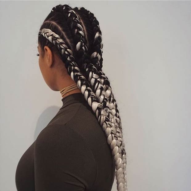 low bun long ghana weaving braid