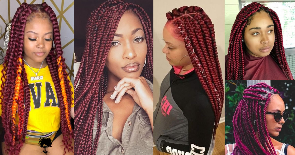 50 Stunning Burgundy Box Braids Styles That Will Be Amazing On Winter