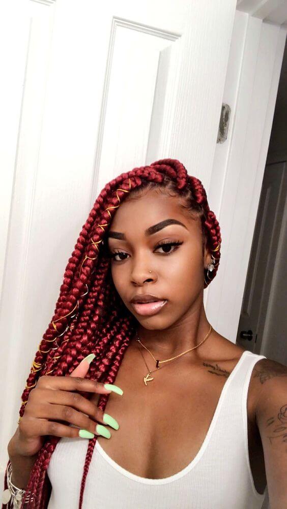 Burgundy Box Braids 10