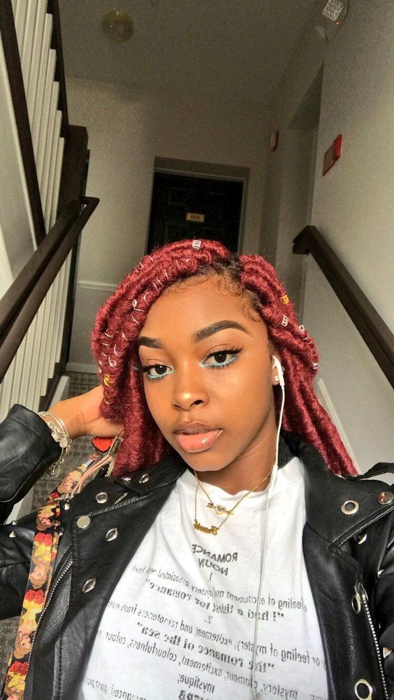 Burgundy Box Braids 11