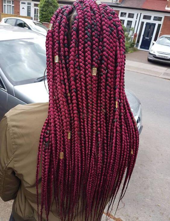 Burgundy Box Braids 17