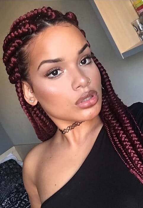 Burgundy Box Braids 18