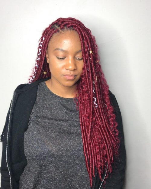 Burgundy Box Braids 9