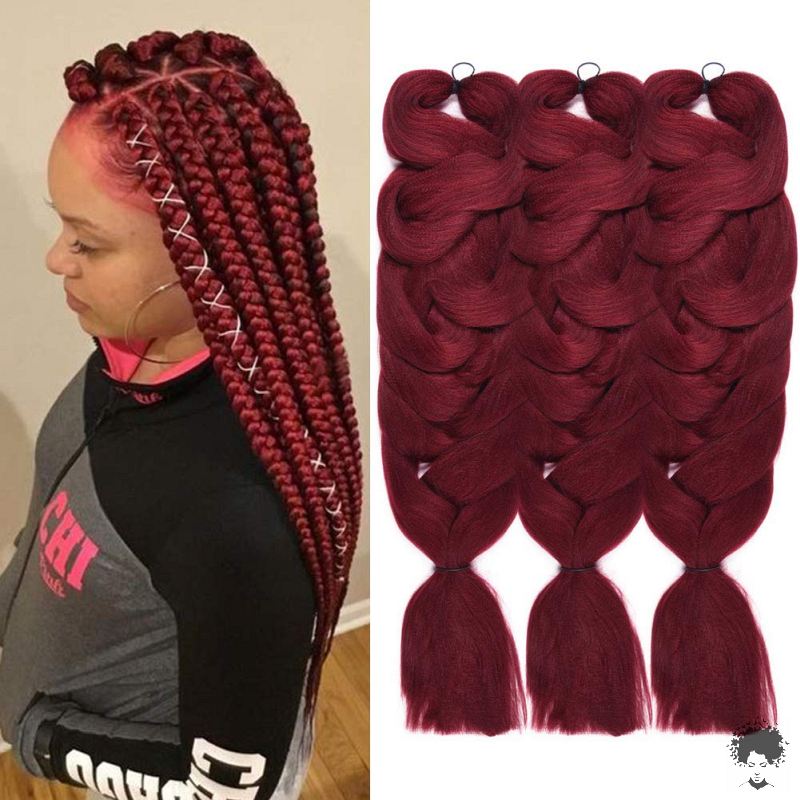 Burgundy box braids007