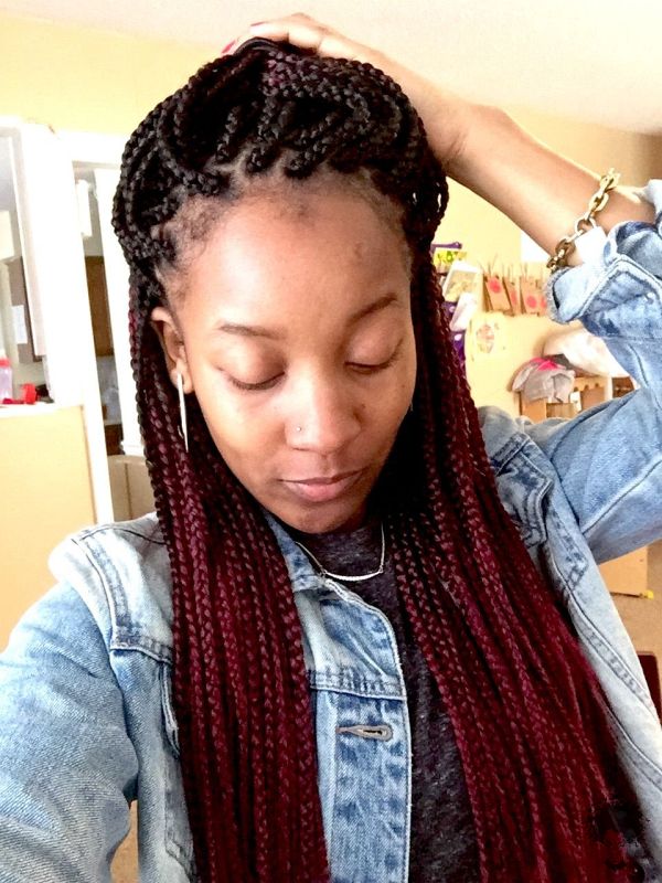 Burgundy box braids012