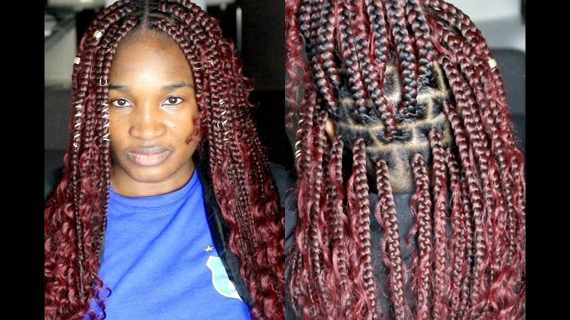 Burgundy box braids030