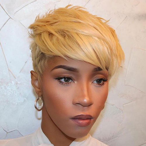 Side Swept Pixie Haircut For Black Women