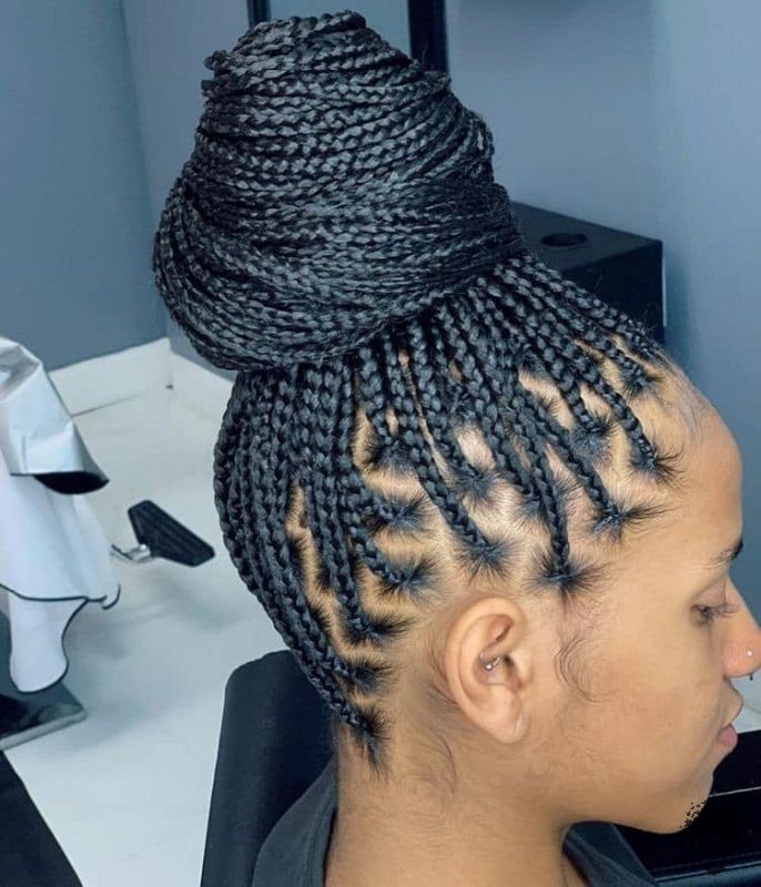 The Most Beautiful African Hair Braid Models You Can Use as a Bun 16