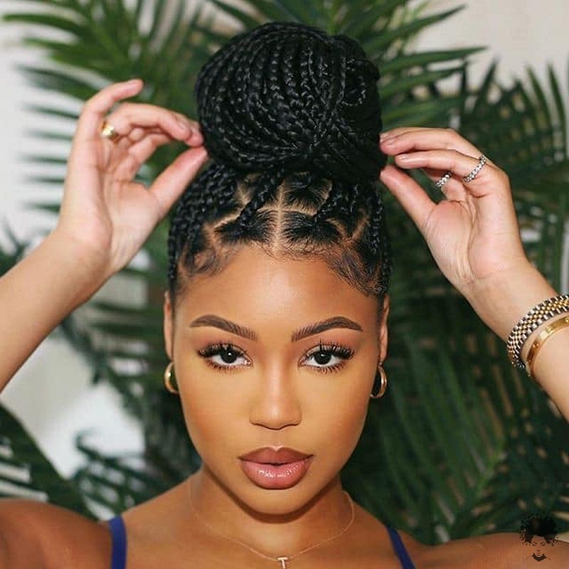 The Most Beautiful African Hair Braid Models You Can Use as a Bun 19