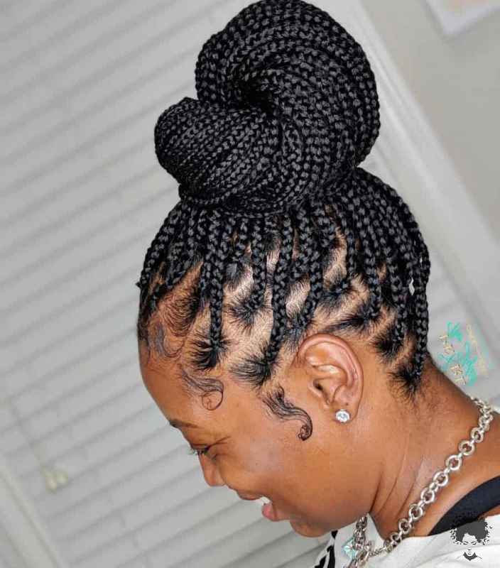 The Most Beautiful African Hair Braid Models You Can Use as a Bun 20