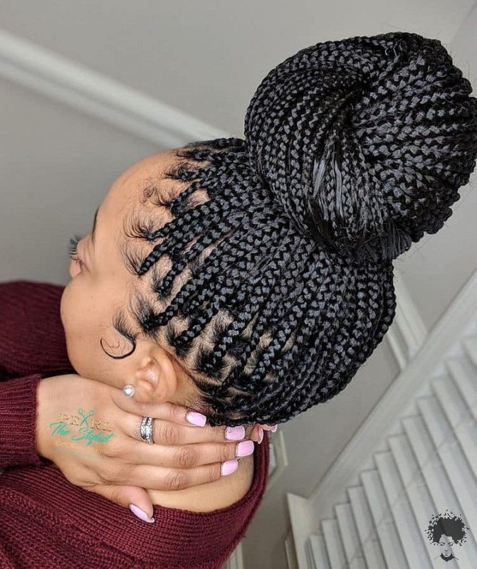 The Most Beautiful African Hair Braid Models You Can Use as a Bun 22