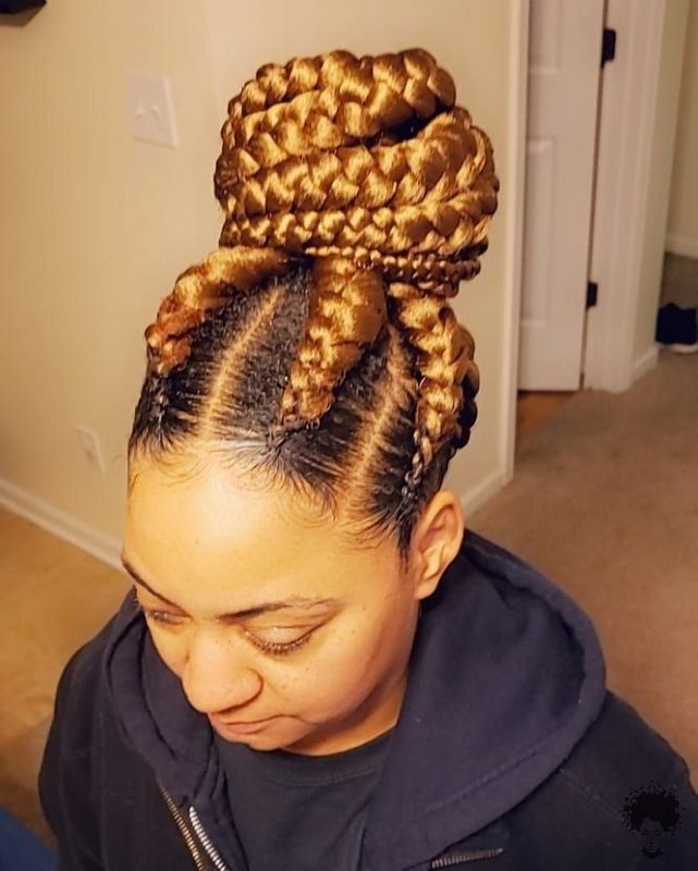 The Most Beautiful African Hair Braid Models You Can Use as a Bun 25