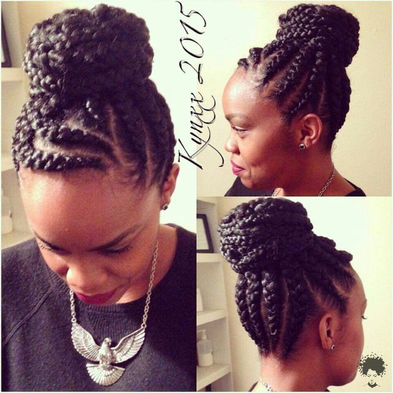 The Most Beautiful African Hair Braid Models You Can Use as a Bun 31