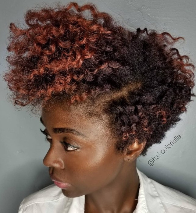 40 short natural haircut with red ombre