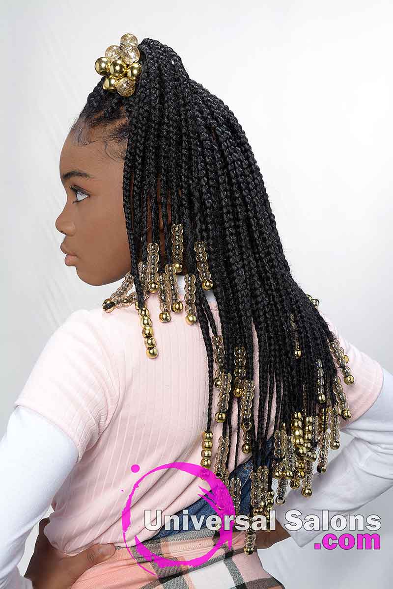 Kids Knotless Box Braids With Beads Hairstyle Your Child Will Love 22