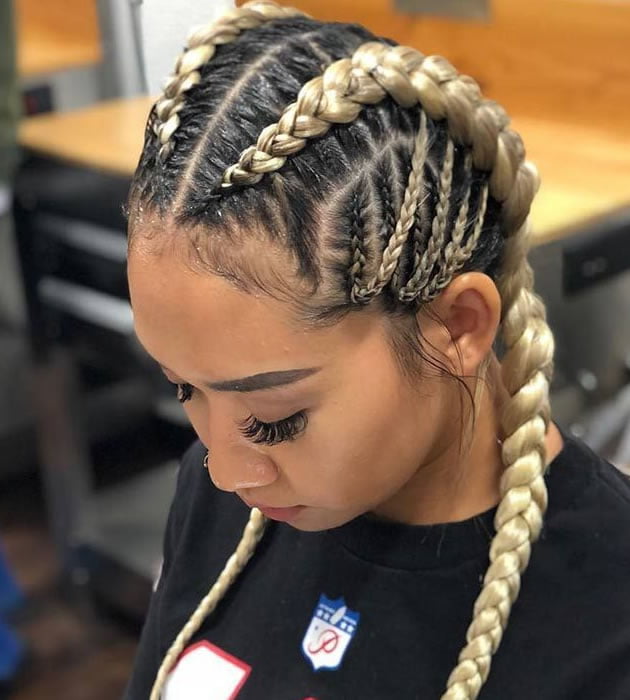 Blonde balayage cornrow braids ideas 2019 2020 1