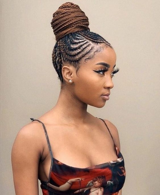 SMALL SIZE, BRAIDED CORNROW BUN