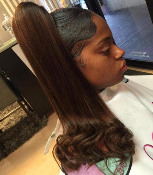 11 African American long sleek ponytail